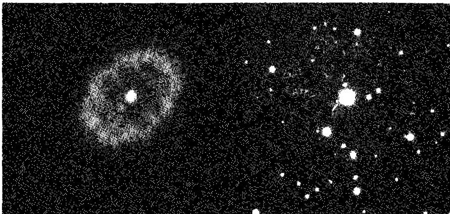 Figure 12.1. The shells around the novae DQ Her (left) and GK Per. DQ Her erupted in 1934 and its shell had a diameter of roughly 20'' when this image was taken. GK Per erupted in 1901. (GK Per, WIYN Observatory)